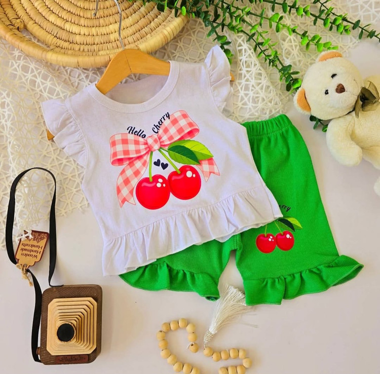 ست دخترانه تابستانی قرتی نخ پنبه کبریتی🍒