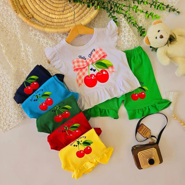 ست دخترانه تابستانی قرتی نخ پنبه کبریتی🍒