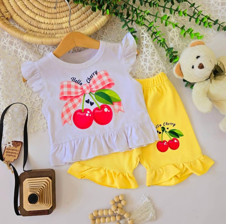 ست دخترانه تابستانی قرتی نخ پنبه کبریتی🍒