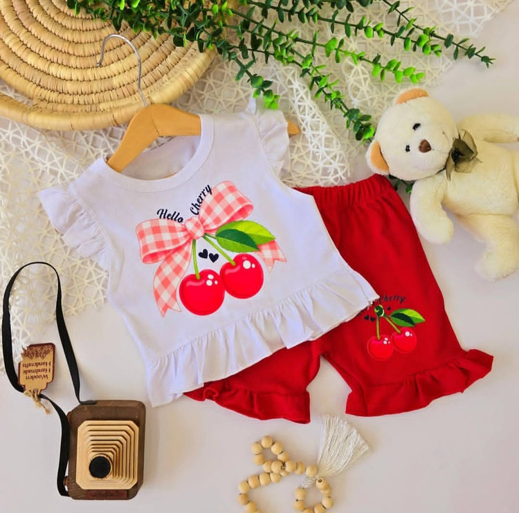 ست دخترانه تابستانی قرتی نخ پنبه کبریتی🍒