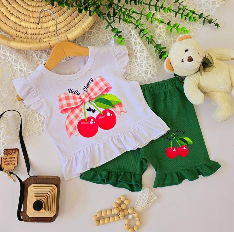ست دخترانه تابستانی قرتی نخ پنبه کبریتی🍒