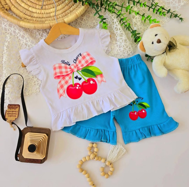 ست دخترانه تابستانی قرتی نخ پنبه کبریتی🍒