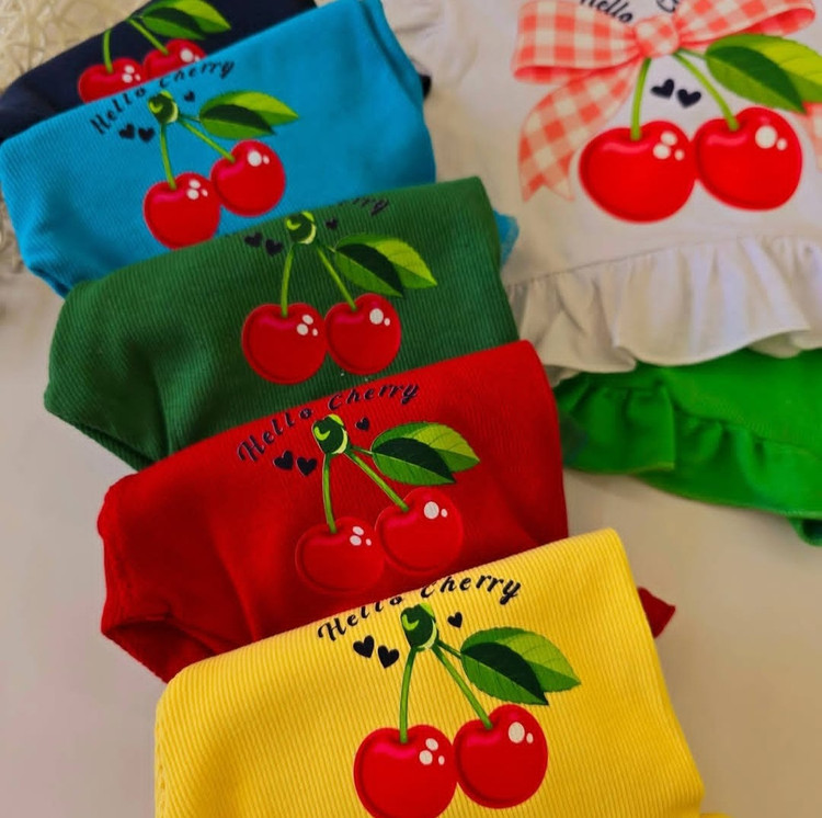 ست دخترانه تابستانی قرتی نخ پنبه کبریتی🍒