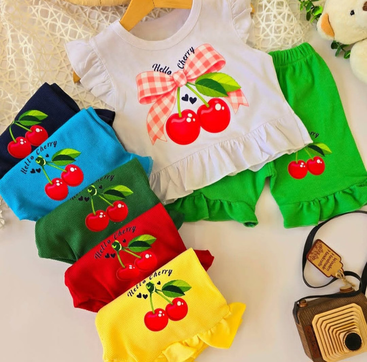 ست دخترانه تابستانی قرتی نخ پنبه کبریتی🍒