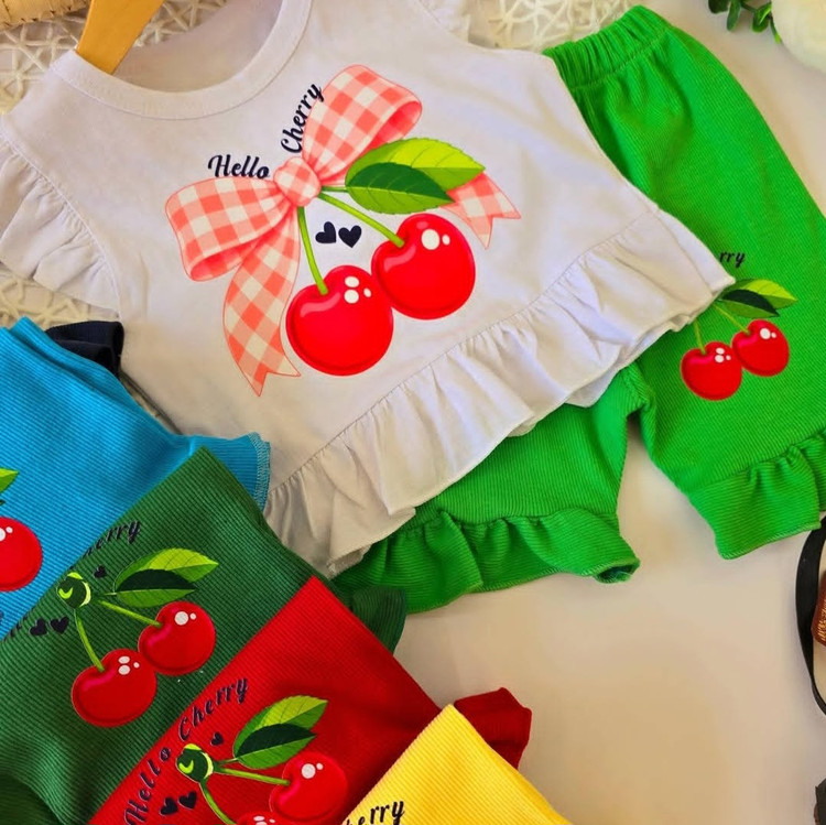 ست دخترانه تابستانی قرتی نخ پنبه کبریتی🍒