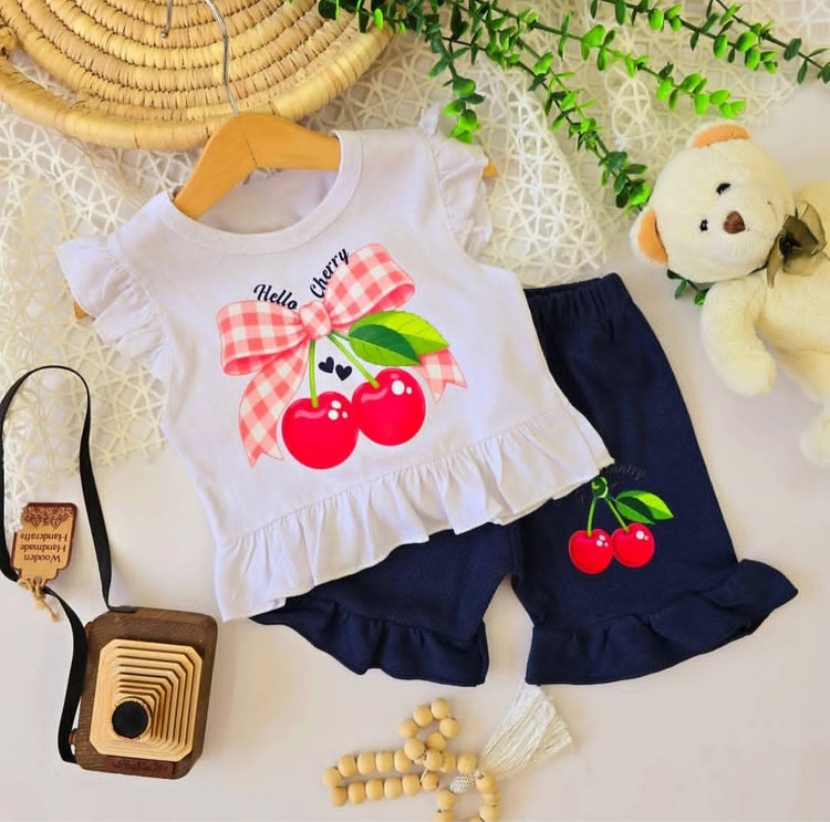 ست دخترانه تابستانی قرتی نخ پنبه کبریتی🍒
